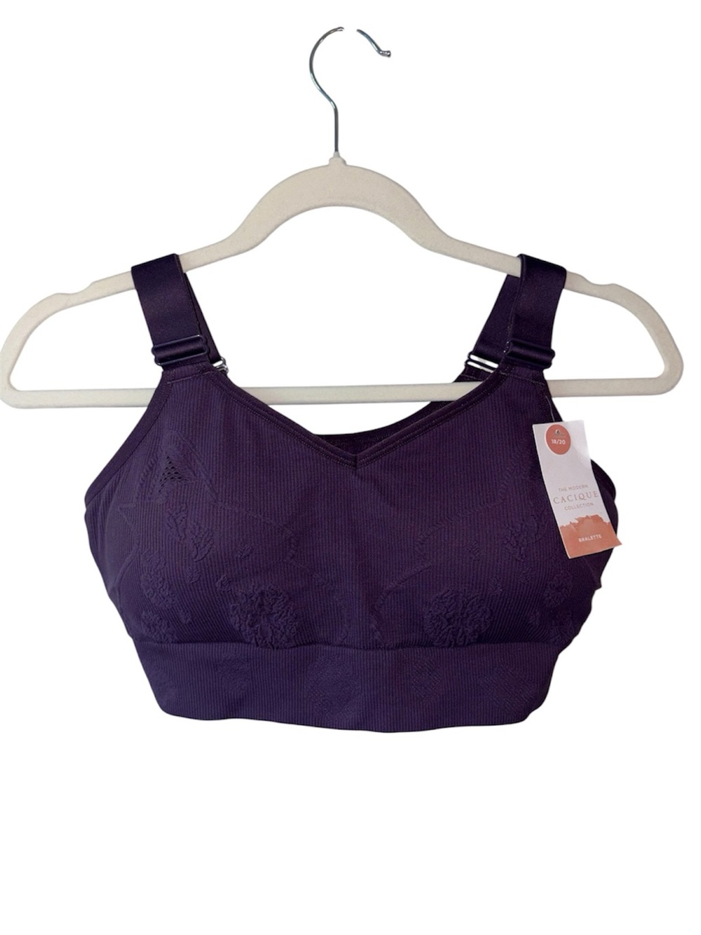 NWT Cacique Bralette 18/20 Purple Lace Seamless Wireless Plus Size